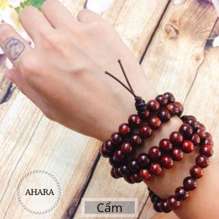 Tràng 108 hạt đeo tay gỗ CẨM BÁCH XANG MUN SỌC