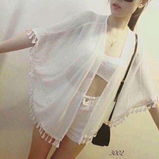 Áo kimono Khoác ngoài trắng