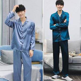 Bộ đồ ngủ nam Pijama phi bóng viền đen - ms 19189 giá sỉ