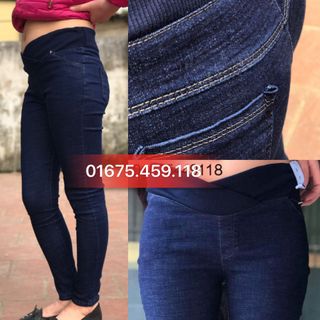 Quần bò bầu cạp chéo