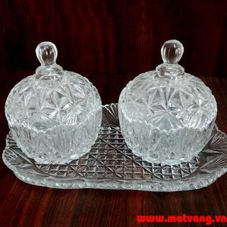 Bộ thố mứt thủy tinh trắng