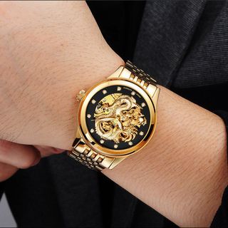 Đồng hồ rồng vàng 3d tặng vòng đeo tay