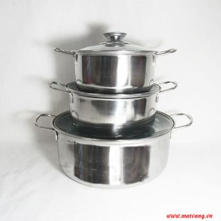 Bộ nồi inox 3 cái nắp kiếng