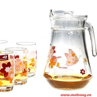 Bộ bình ly 7 cái hoa văn