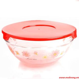 Thố thủy tinh 5 cái hoa văn