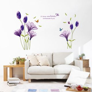 Decal Dán Tường Hoa Ly Tím