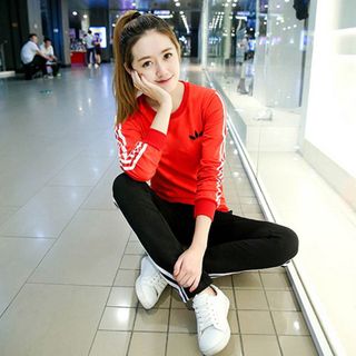 Bộ Thể Thao Đỏ Dài 2 Sọc