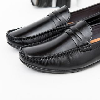 GIÀY LƯỜI GIÀY MỌI NAM CÔNG SỞ DA BÒ 3522TK MÀU ĐEN