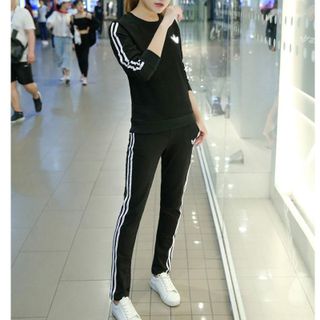 Bộ Thể Thao Đen Dài 2 Sọc