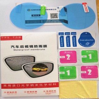 Bộ 2 miếng dán chống bám nước gương chiếu hậu ô tô xe máy hình ô van kích thước 100 x 150 mm