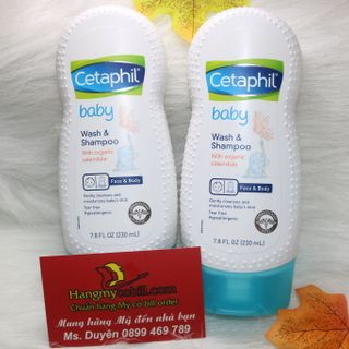 Có bill nhậpTắm gội cho bé Cetaphil Baby Wash Shampoo with organic 230ml- order Mỹ giá sỉ