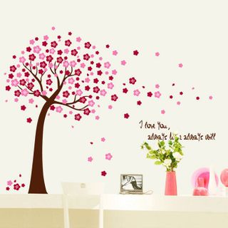 Decal Dán Tường Hoa Đào Đỏ