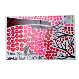 Decal Dán Tường Hoa Đào Đỏ