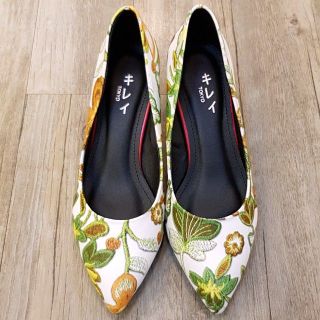 Giày Kirei cao gót TT 5P - BBKH08 in thêu hoa