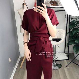 ĐẦM BODY CHÉO EO CỘT NƠ giá sỉ