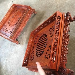 KHAY TRÀ RỒNG CHẦU GỖ HƯƠNG SIZE NHỠ 25X35