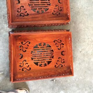 KHAY TRÀ RỒNG CHẦU GỖ HƯƠNG SIZE TO 32X42