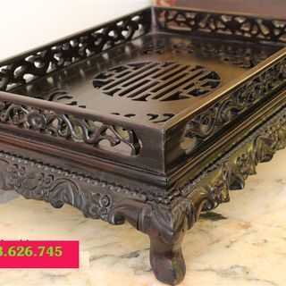 KHAY TRÀ RỒNG CHẦU GỖ MUN SIZE NHỠ 25X35CM hàng vip
