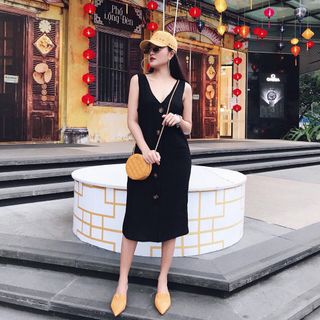 đầm nút cổ tim