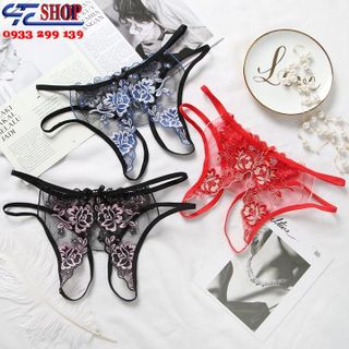 Quần lót nữ lưới thêu hoa lọt khe xẻ đáy AQ080