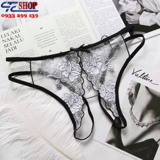 Quần lót nữ lưới thêu hoa lọt khe xẻ đáy AQ080