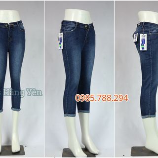 Quần Jean Nữ 9 Tấc Lưng Cao Kiểu Trơn Lật Lai Wax Size 30-34 Ms 271