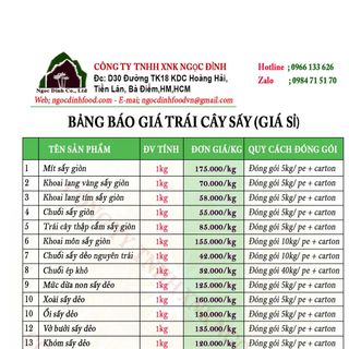 cung cấp trái cây sấy giá sỉ