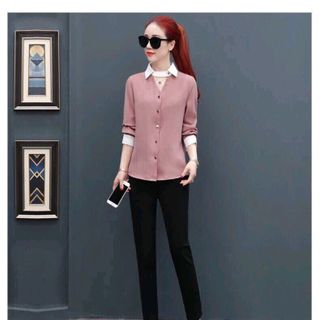ÁO SƠ MI CỔ TRỤ XẺ V