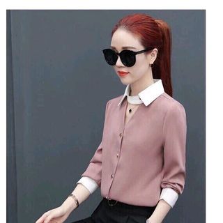 ÁO SƠ MI CỔ TRỤ XẺ V