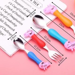 Bộ muỗng thìa nĩa inox gia đình Peppa Pig cho bé giá sỉ