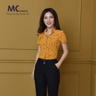 Áo thiết kế MC nữ Vàng họa tiết hoa - A221 - Cty MC giá sỉ