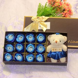 Hoa Hồng 3D Sáp 12 Bông Kèm Gấu Sweet Love ( đủ màu )