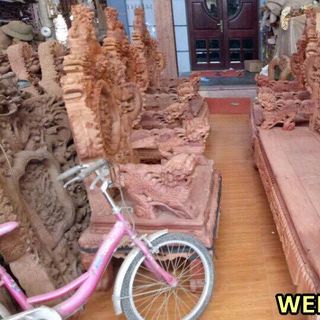 Bộ Bàn Ghế Rồng Đỉnh Gỗ Hương Đỏ Gồm 12 Món