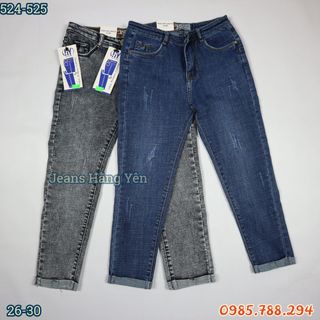 Sỉ Quần Jean Nữ 9 Tấc Lưng Cao Wax 2 Màu Kiểu Cào Xước Nhẹ Size 26-30 JHY-236