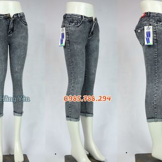 Sỉ Quần Jean Nữ 9 Tấc Lưng Cao Wax 2 Màu Kiểu Cào Xước Nhẹ Size 26-30 JHY-236