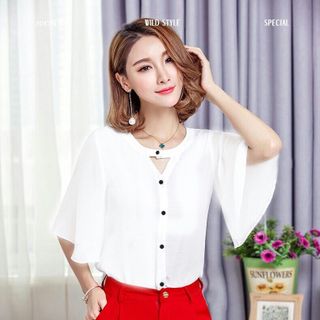ÁO SM TAY LOE CỔ TAM GIÁC - Mã ADV0448
