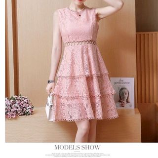 ĐẦM XÒE HỌA TIẾT REN HỞ EO NỮ TÍNH