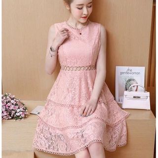 ĐẦM XÒE HỌA TIẾT REN HỞ EO NỮ TÍNH