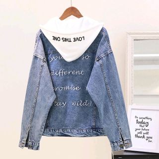 áo khoác jeans bò thời trang UniSex Nam nữ nón thêu