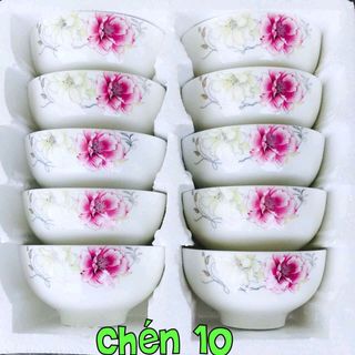 Bộ 10 chén sứ hoa sang trọng