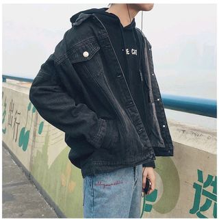 áo khoác jeans bò thời trang UniSex Nam đen xanh trơn