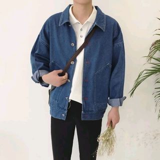 áo khoác jeans bò thời trang UniSex Nam nữ xanh thêu