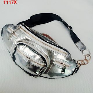 Túi đeo bao tử nam nữ đính viền bi