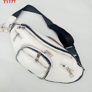 Túi đeo bao tử nam nữ đính viền bi