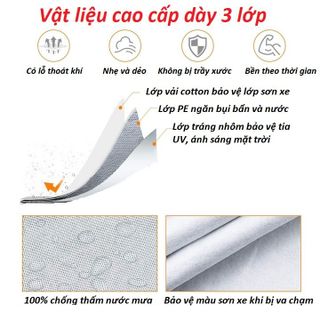 Bạt phủ ô tô xe 4 chỗ 5 chỗ 7 chỗ dày 3 lớp theo tiêu chuẩn Châu Âu