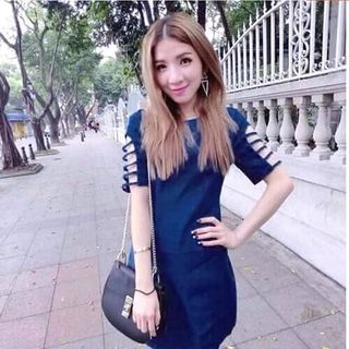 đầm jean tay dây