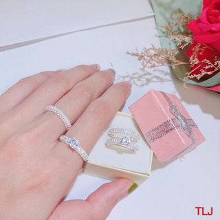 Nhẫn Bạc cặp 2 chiếc đính đá