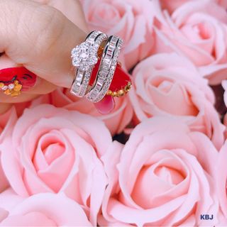 nhẫn đôi bạc phủ vàng trắng