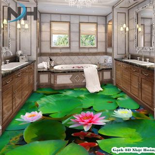 Gạch 3D lá nền mẫu Hoa Sen giá sỉ