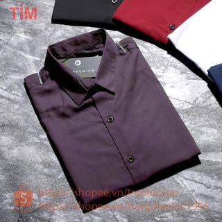 Áo sơmi màu tím body hàn quốc